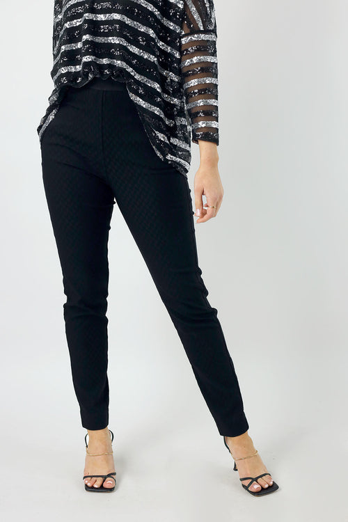 Black Houndstooth Bengaline Easy Jean - SALE