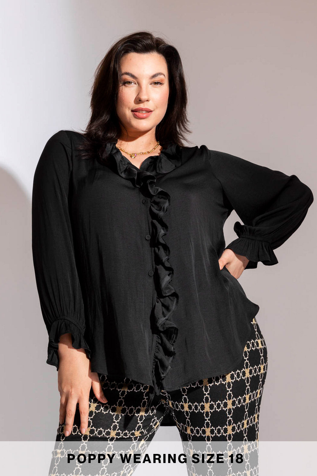 Black Double Frill Blouse