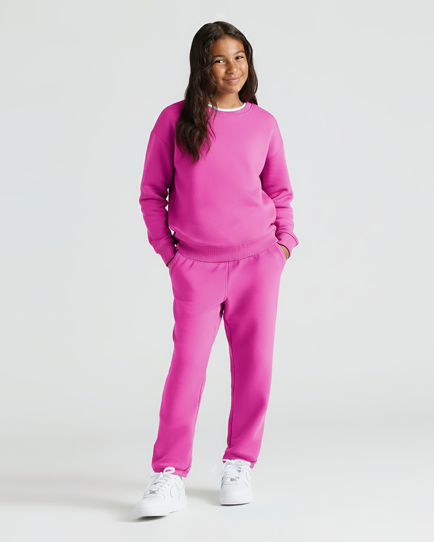 Girls Electric Fuchsia Slouch Pullover Crew & Relaxed Joggers 2-Pack