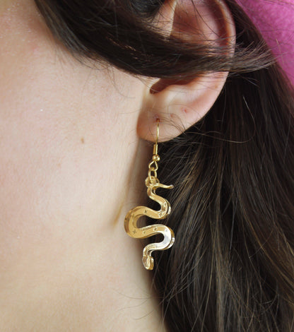 There's a Snake in My Boot Gold Earrings