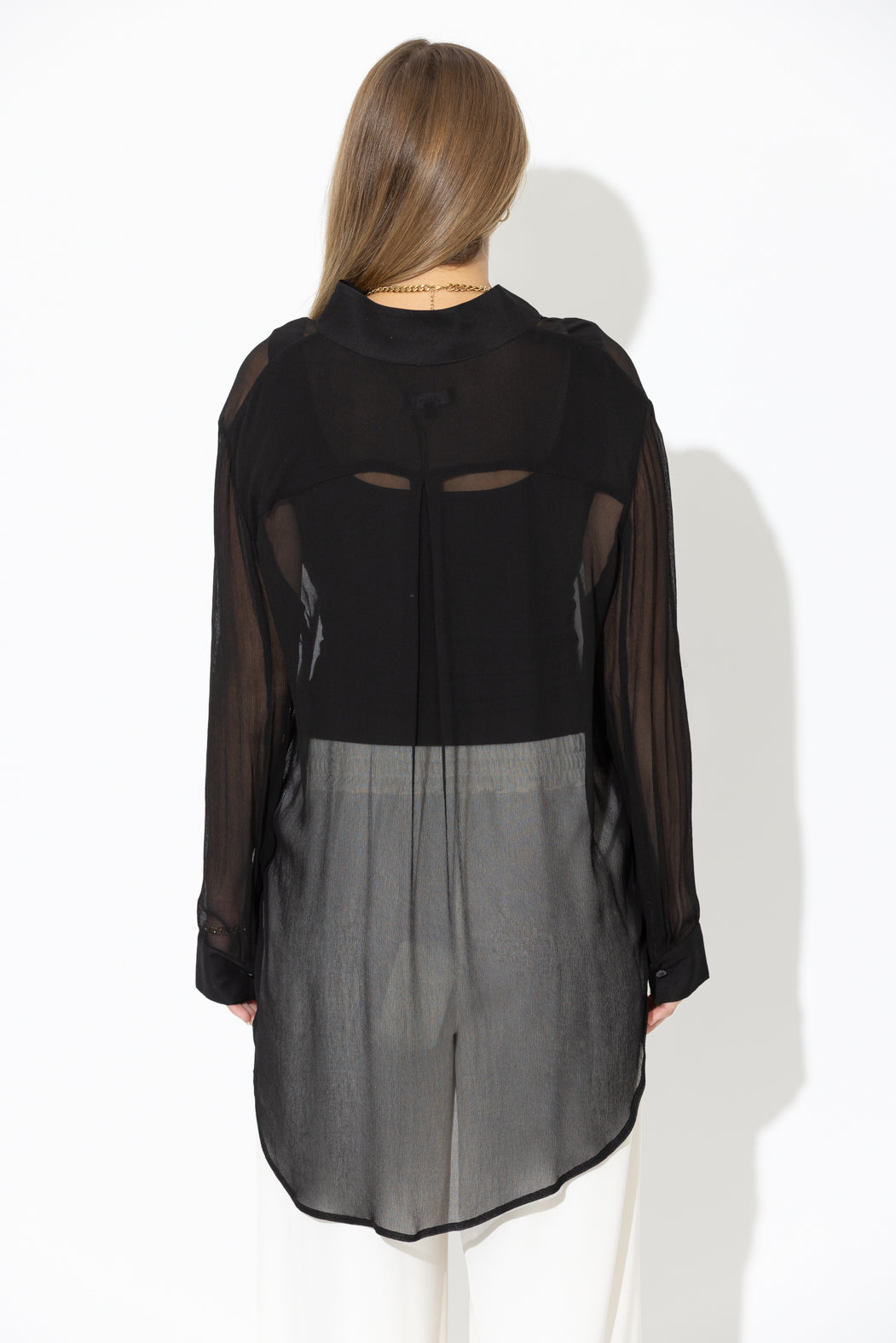 Black Chiffon Oversized Blogger Shirt