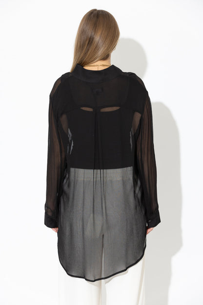 Black Chiffon Oversized Blogger Shirt