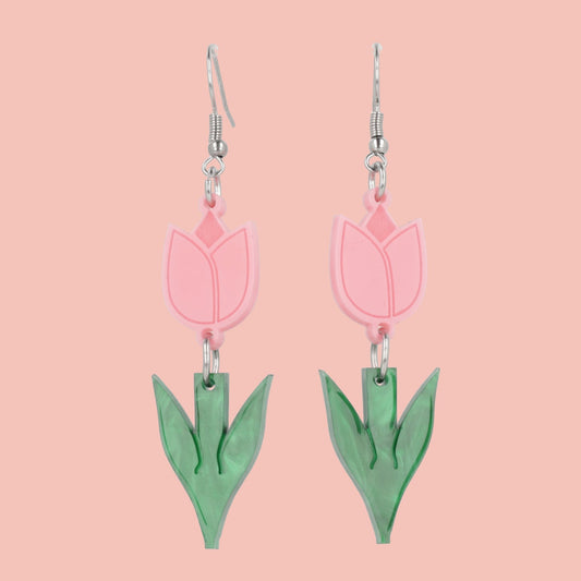 Tiptoe Through the Tulips Earrings (Pink)