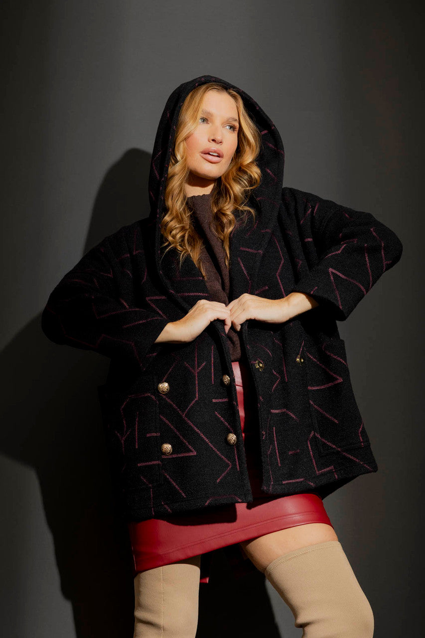 Black/Red Hooded Coat