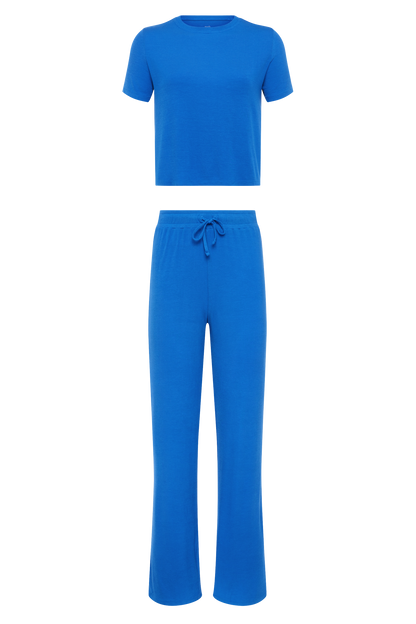 Ribbed Pajama Set | Cobalt