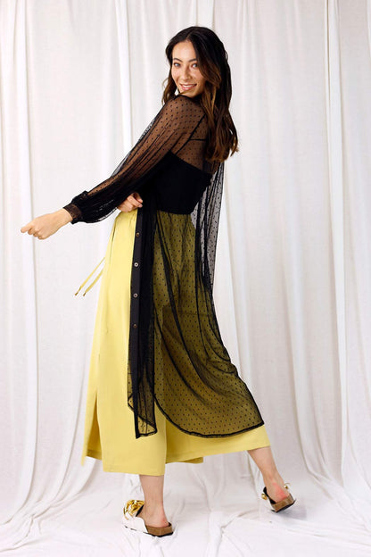 Black Pinspot Mesh Maxi Shirt - SALE