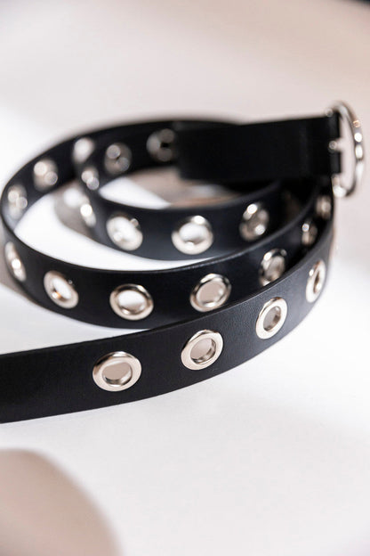 Black/Silver Ring Belt
