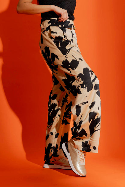 Beige / Black Paperbag Pants