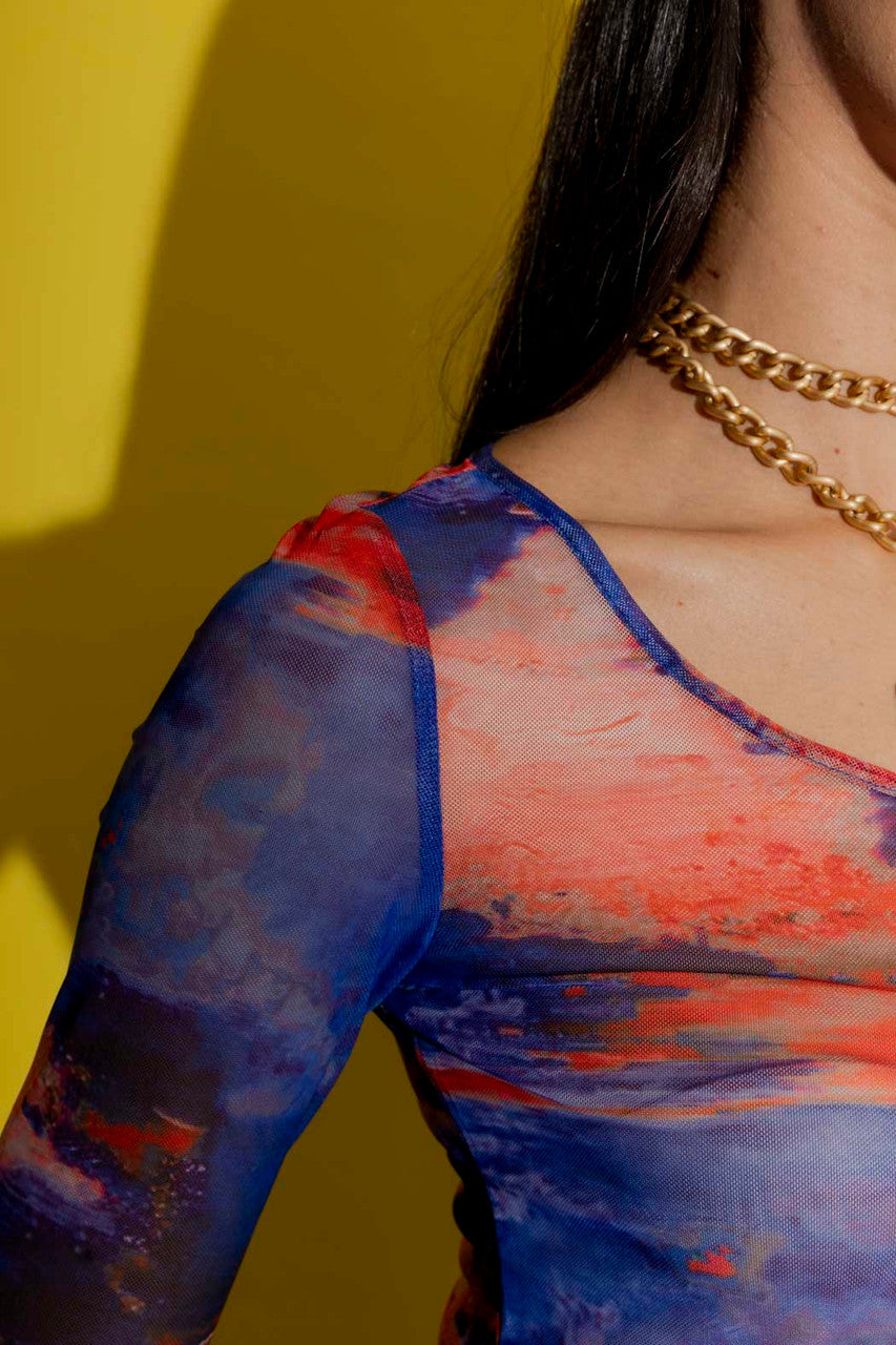 Blue Mesh Top